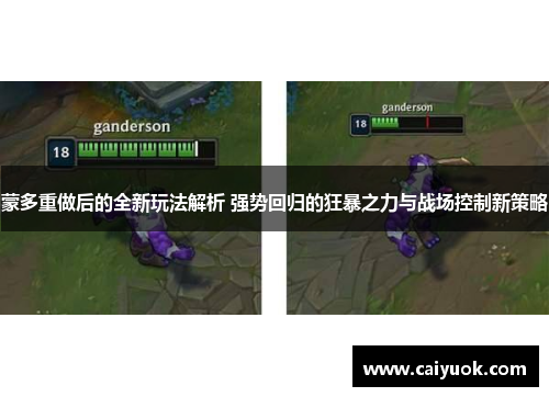 蒙多重做后的全新玩法解析 强势回归的狂暴之力与战场控制新策略